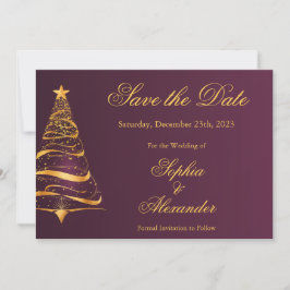 Chic Stylish Christmas Tree Wedding Save the Date Einladung