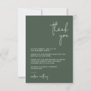 Chic Stylish Dark Green Modern Foto Wedding Dankeskarte
