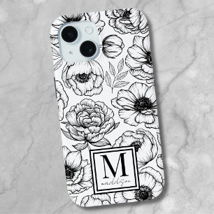 Chic Stylish Floral Initial Monogram Case-Mate iPhone Hülle