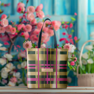 Chic & Stylish Fuchsia Green Kariert Personalisier