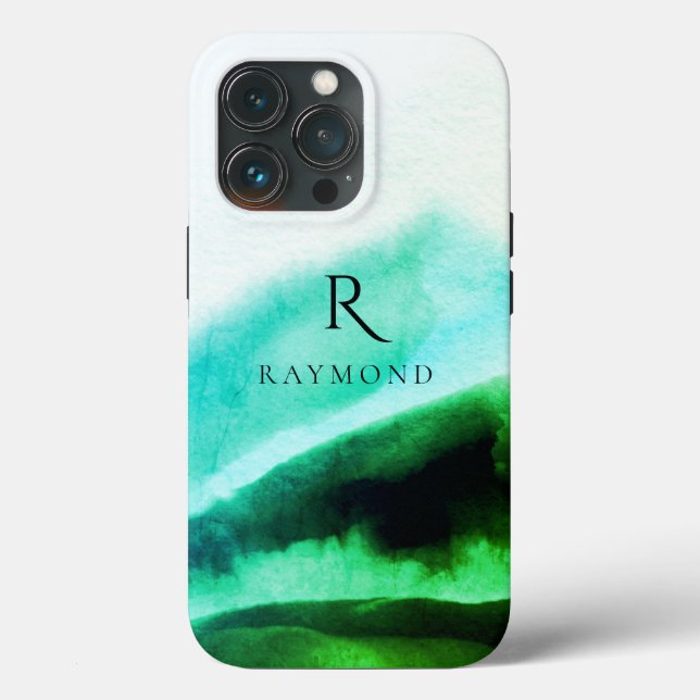 Chic Stylish Green Mountains Landschaft Mit Monogr Case-Mate iPhone Hülle (Rückseite)
