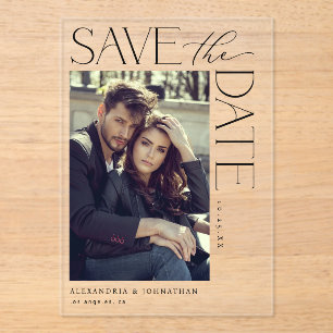 Chic Stylish Mod Foto Save the Date 2 Acryleinladungen