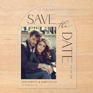 Chic Stylish Mod Foto Save the Date 2 Arc Acryleinladungen