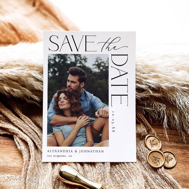 Chic Stylish Mod Foto Save the Date 2 Einladung (Von Creator hochgeladen)