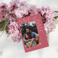 Chic Stylish Mod Foto Save the Date 2 Rose Rosa