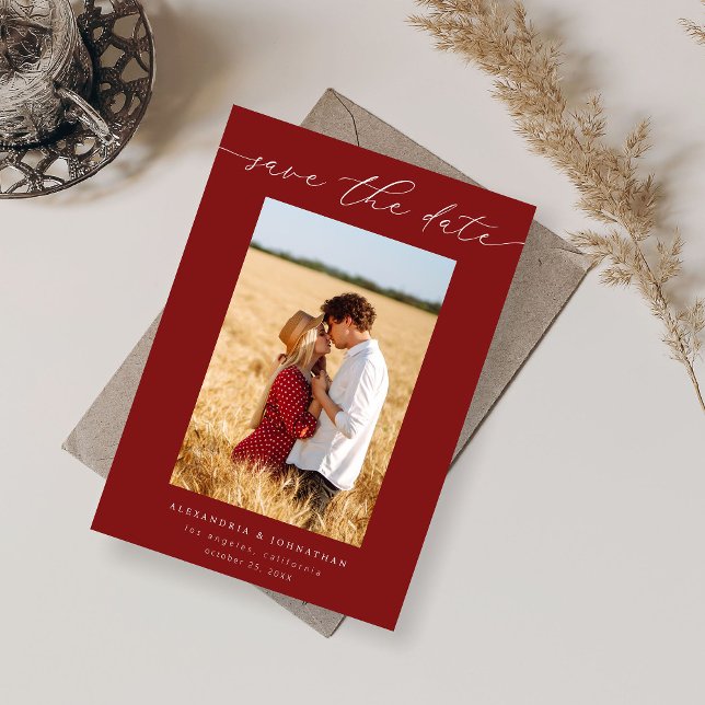 Chic Stylish Mod Foto Save the Date 3 - Rot Einladung (Von Creator hochgeladen)