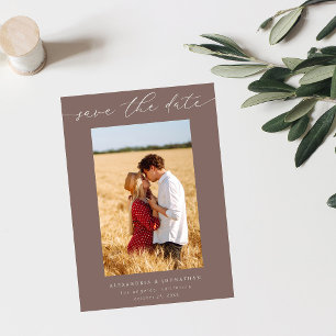 Chic Stylish Mod Foto Save the Date 3 - Taupe Einladung