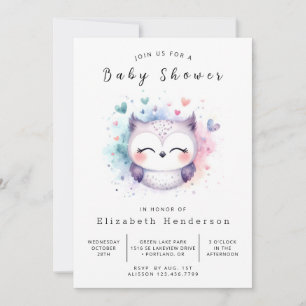 Chic Stylish Owl Baby Dusche Einladung