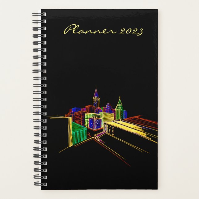 Chic Stylish Planner Vibrant Bright City Planer (Vorderseite)