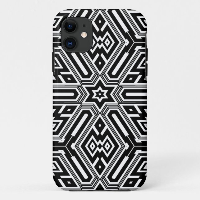Chic Stylish Schwarz-weiß Modern Geometric Case-Mate iPhone Hülle (Rückseite)