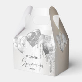 Chic Stylish Silver Glitzer Tropfens Balloons Geschenkschachtel