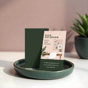 Chic Stylish Workstation Office Desk Social Media Visitenkarte