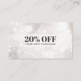 Chic Subtle Glitzer White Bokeh Coupon Card Visitenkarte
