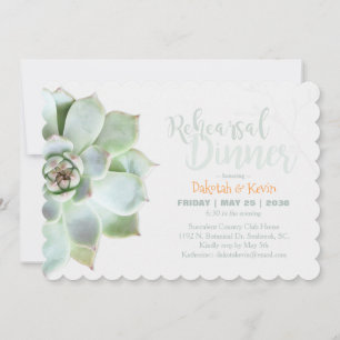 Chic Succulent Wedding Probe Dinner Einladung