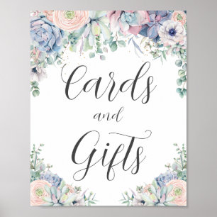 Chic Succulents Blush Bloral Wedding Cards Geschen Poster