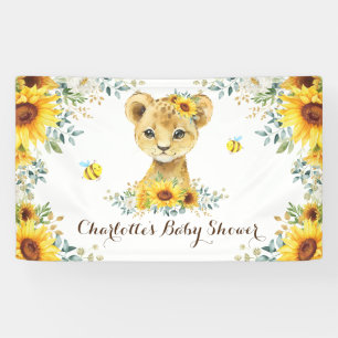 Chic Summer Sunflower Lion Cub & Bees Baby Dusche Banner