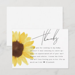 Chic Sunflower Babydusche Floral Danke Karte