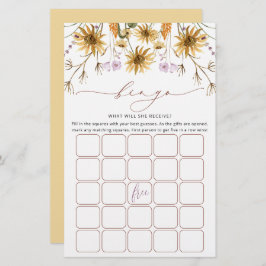 Chic Sunflower Bridal Bingo Game Card