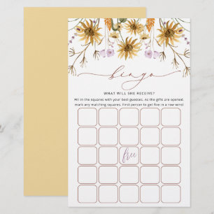 Chic Sunflower Bridal Bingo Game Card