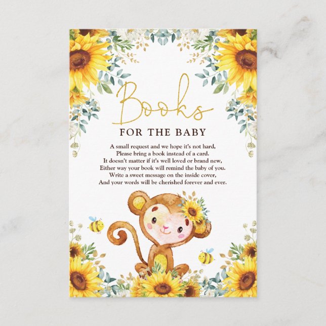 Chic Sunflower Monkey Baby Shooting Books for Baby Begleitkarte (Vorderseite)