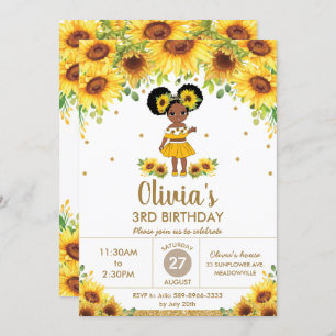 Chic Sunflower Niedlich American Girl Birthday Einladung