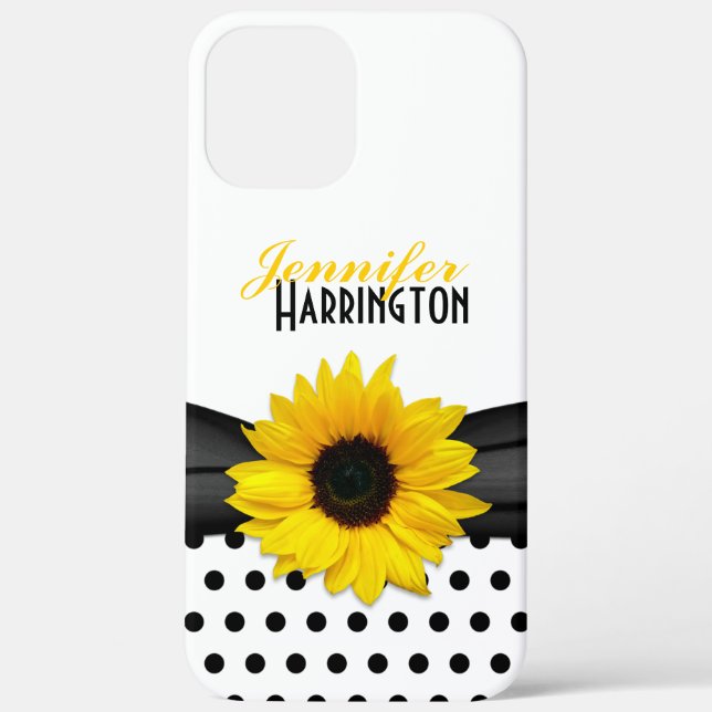 Chic Sunflower Schwarz-weiß Polka Dot Case-Mate iPhone Hülle (Rückseite)