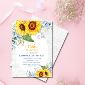 Chic Sunflower Wall Brick Blumenüberraschung Gebur Einladung