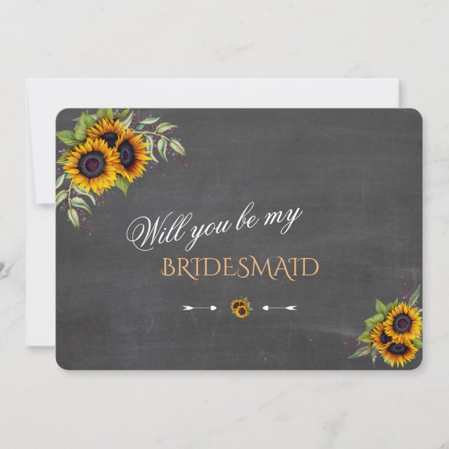 Chic Sunflowers Kreide Werden Sie meine Bridesmaid Einladung (Vorderseite)