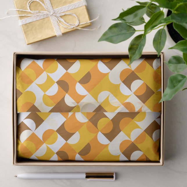 Chic Sunny Yellow Orange Brown Circles Art Pattern Seidenpapier (Geschenk)