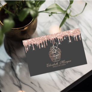 Chic Süßigkeiten Cupcake Rose Gold Tropfen Bäckere Visitenkarte