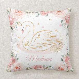 Chic Swan Princess Blush Pink Kinderzimmer Kissen