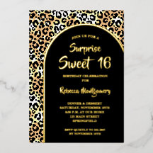 Chic Sweet 16 Leopard Print Birthday Gold