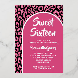Chic Sweet 16 Leopard Print Birthday Silver Folieneinladung