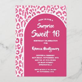Chic Sweet 16 Leopard Print Birthday Silver Folieneinladung