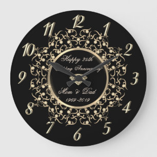 Chic Swirls 50. Hochzeitstag Große Wanduhr