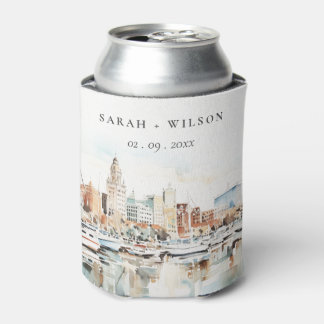 Chic Tampa Florida Skyline Watercolor Wedding Dosenkühler
