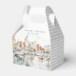 Chic Tampa Florida Skyline Watercolor Wedding Geschenkschachtel