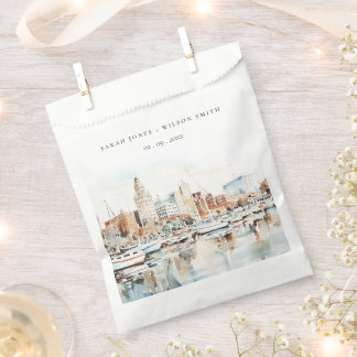 Chic Tampa Florida Skyline Watercolor Wedding Geschenktütchen