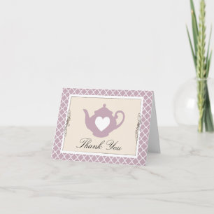 Chic Tan & Lila Teapot Trellis Danke Karte