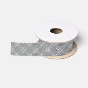 Chic Tartan Blue Gray Black Pattern Satinband