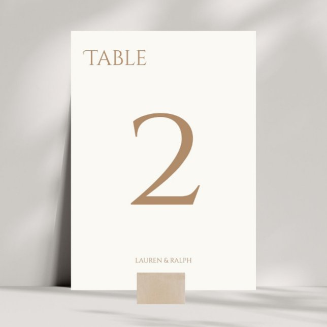 Chic Taupe and Ivory Wedding Tischnummer Card (Von Creator hochgeladen)