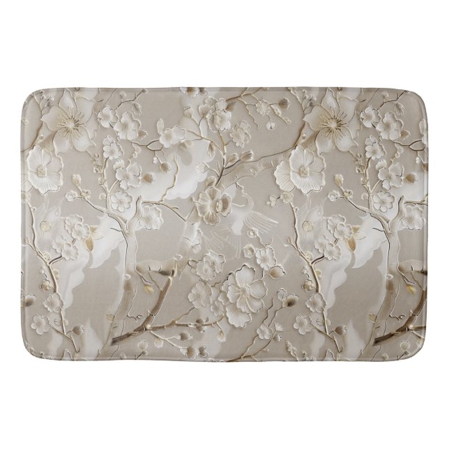 Chic taupe Blumenmuster Badematte (Vorderseite)