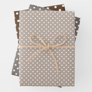 Chic Taupe Gray Tan Brown Polka Dots Muster Geschenkpapier Set