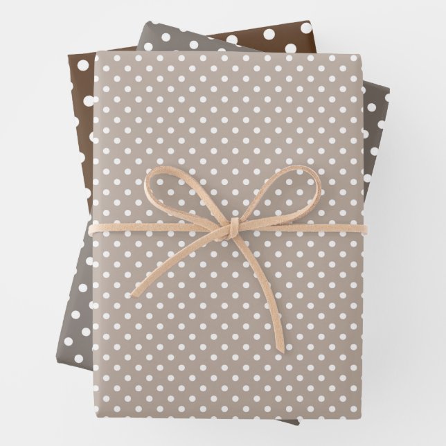 Chic Taupe Gray Tan Brown Polka Dots Muster Geschenkpapier Set (Beispiel)