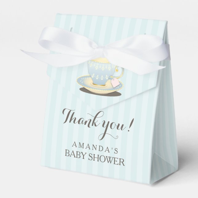 Chic Teacup in Blue Baby Dusche Gevor Box Geschenkschachtel (Vorderseite)