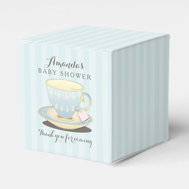 Chic Teacup in Blue Baby Duschkabine Gable Favor B Geschenkschachtel (Vorderseite)