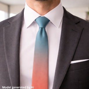 Chic Teal Pfirsich Ombre-Verlauf Krawatte