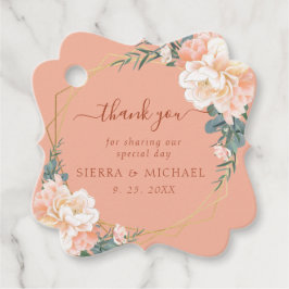 Chic Terracotta Blush Peach Gold Floral Wedding Geschenkanhänger