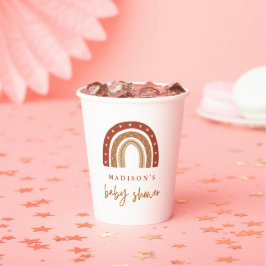 Chic Terracotta Boho Rainbow Baby Dusche Pappbecher