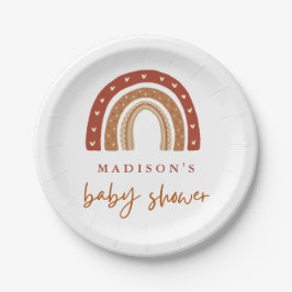 Chic Terracotta Boho Rainbow Baby Dusche Pappteller